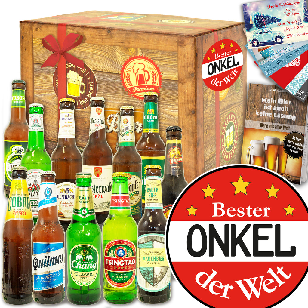 Bester Onkel | 12 Spezialitäten Bier International und DE | Bier Geschenk