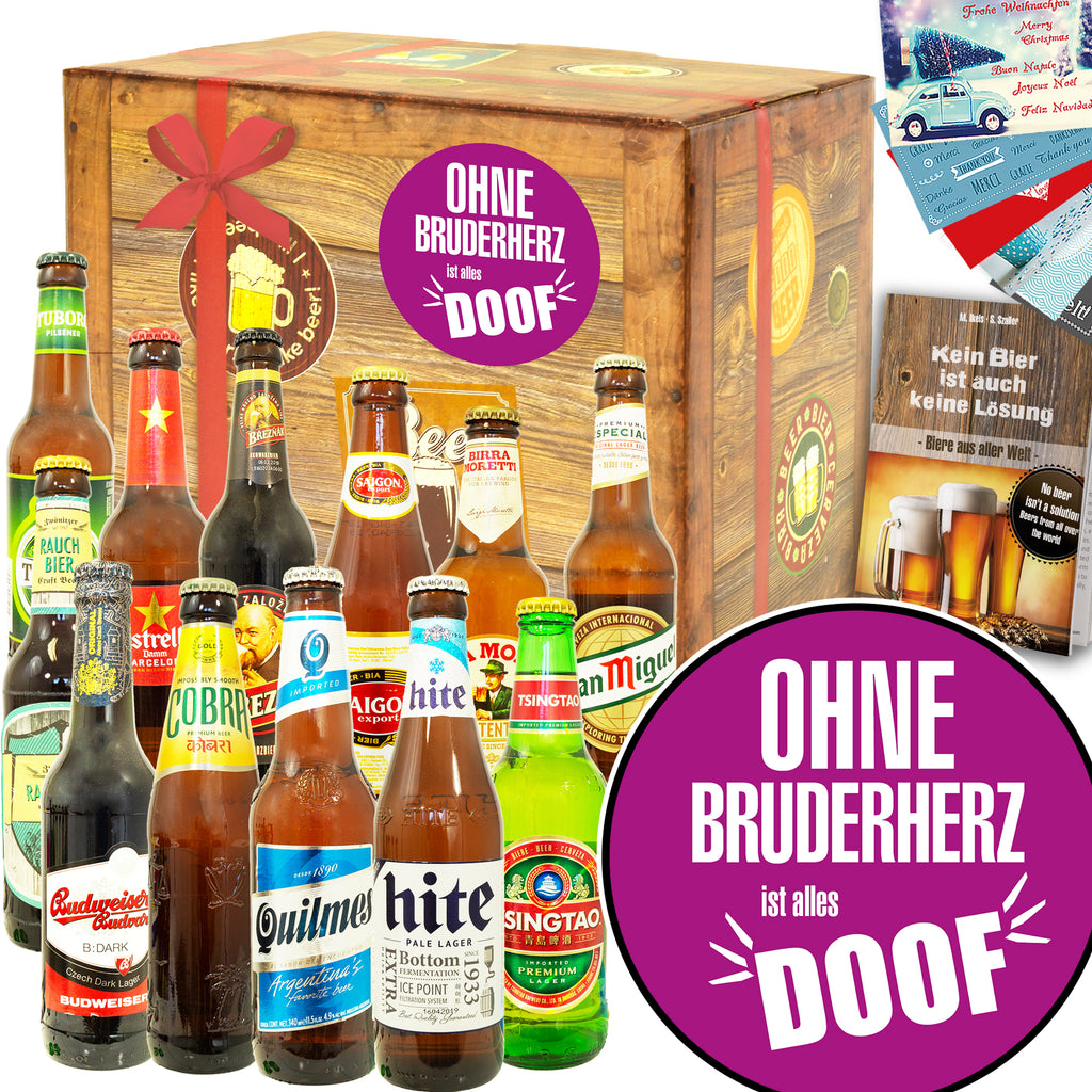 Ohne Bruderherz ist alles doof | 12x Biere der Welt Exoten | Geschenkpaket