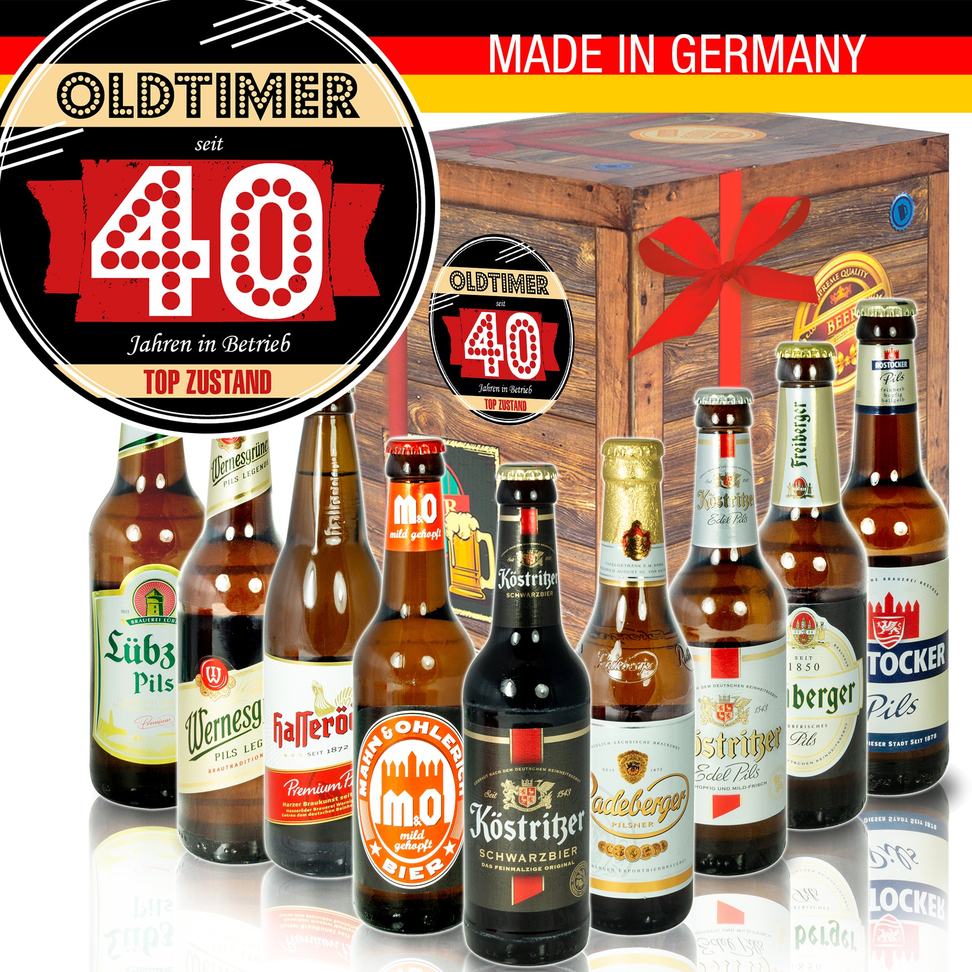 Oldtimer 40 | 9 Spezialitäten Biere Ostdeutsch | Geschenk Set