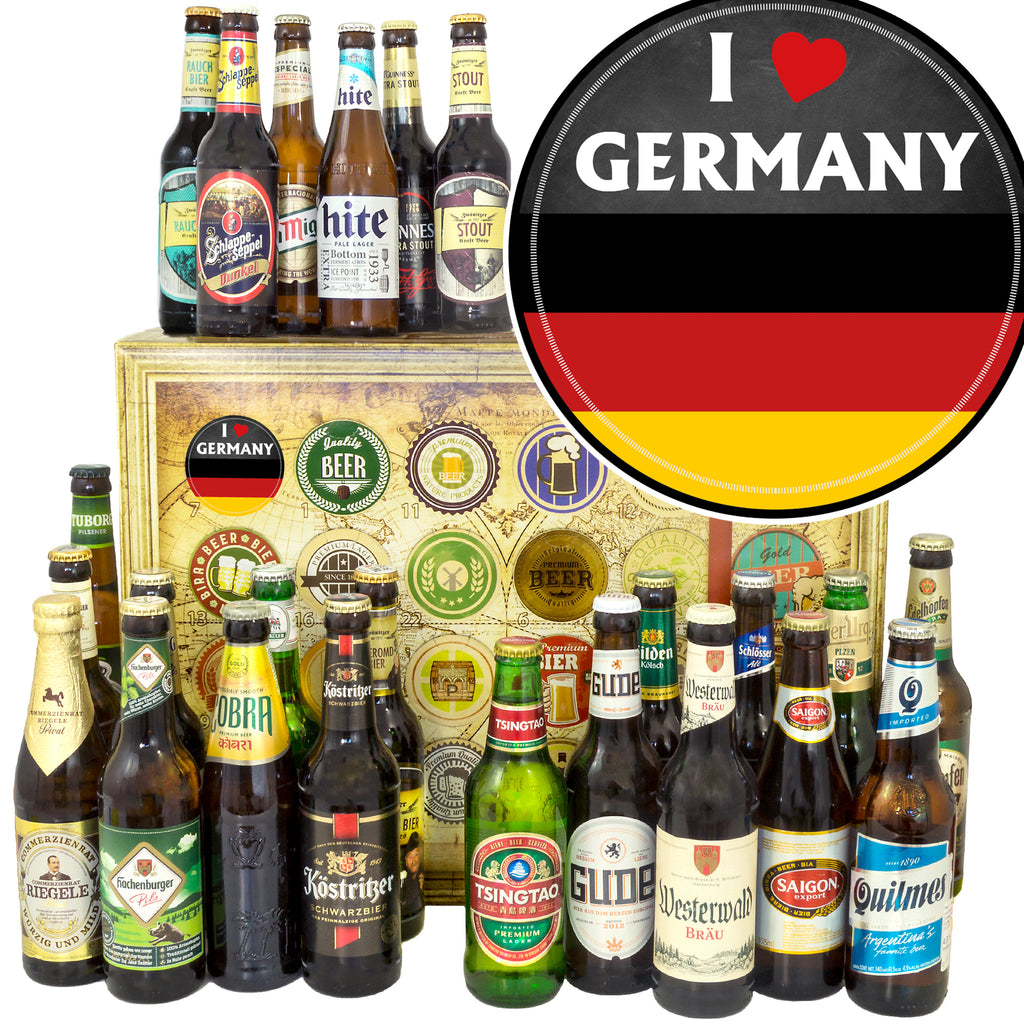 I love Germany | 24 Flaschen Bier International und Deutschland | Geschenk Set