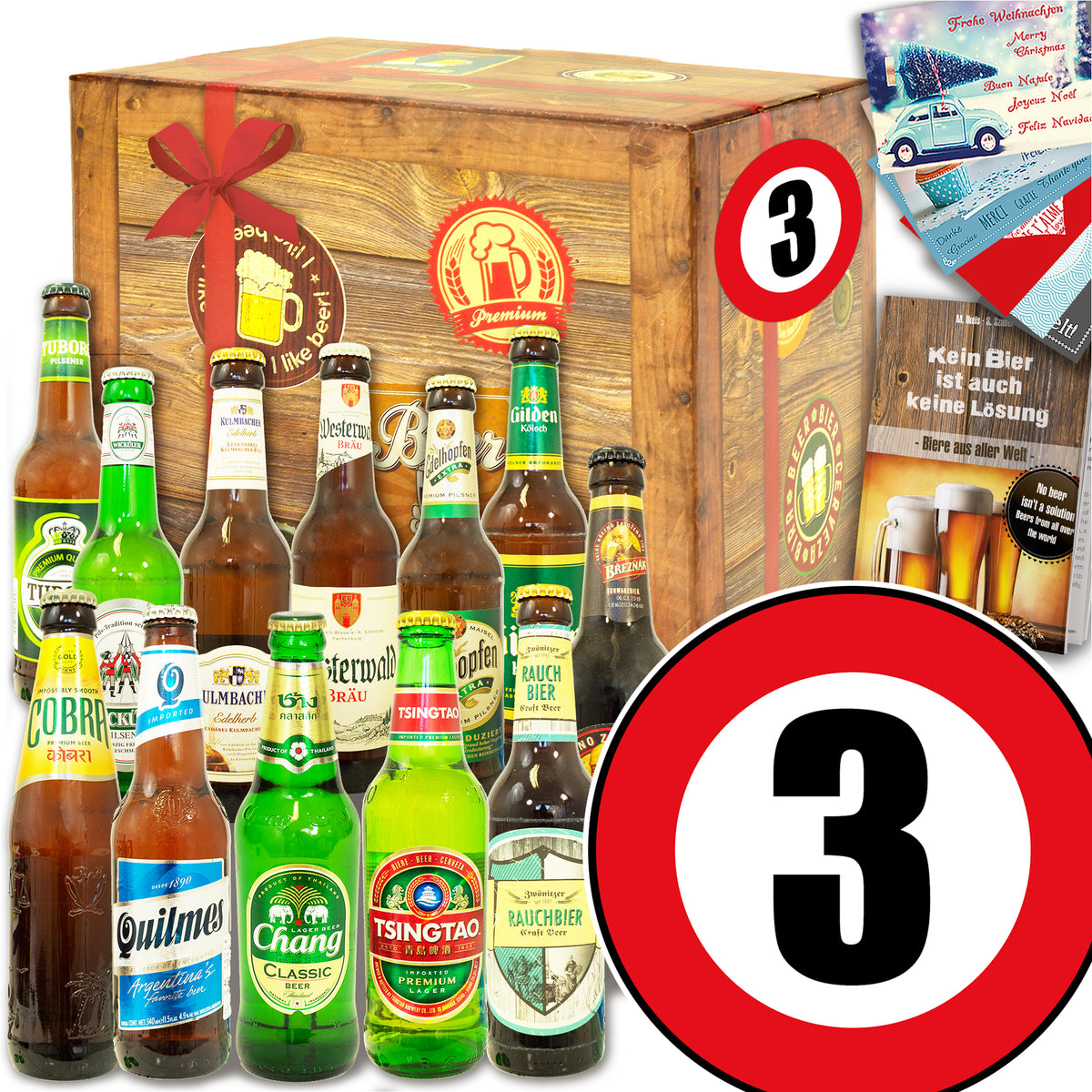 Zahl 3 | 12x Bier Deutschland und Welt | Geschenkbox