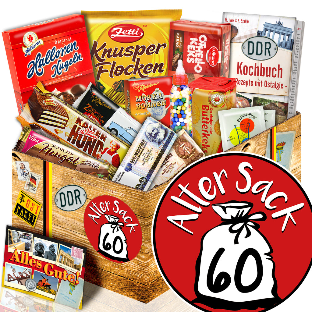 Alter Sack 60 - Süßigkeiten Set DDR L - monatsgeschenke.de