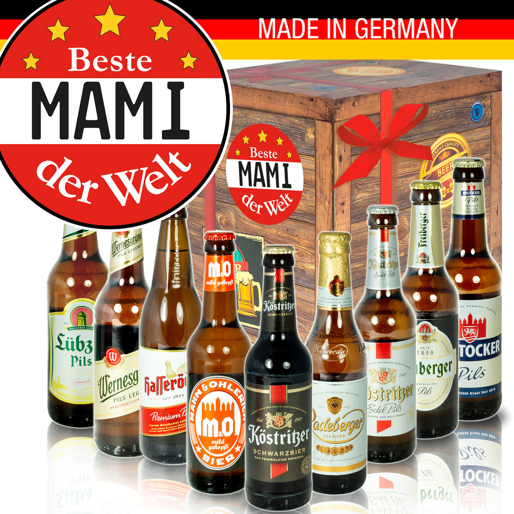Beste Mami der Welt | 9 Flaschen Biere aus Ostdeutschland | Geschenkpaket