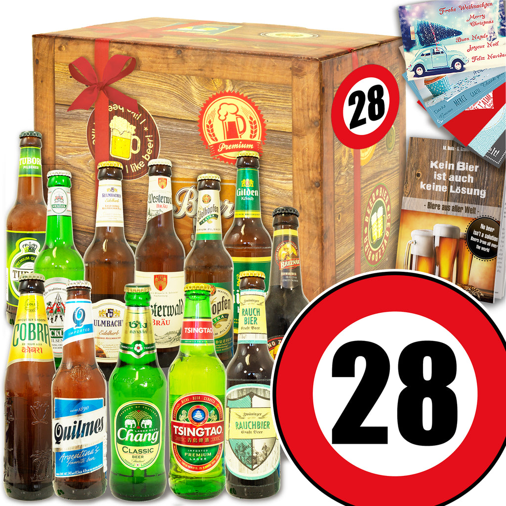 Zahl 28 | 12 Flaschen Bier International und DE | Bierset