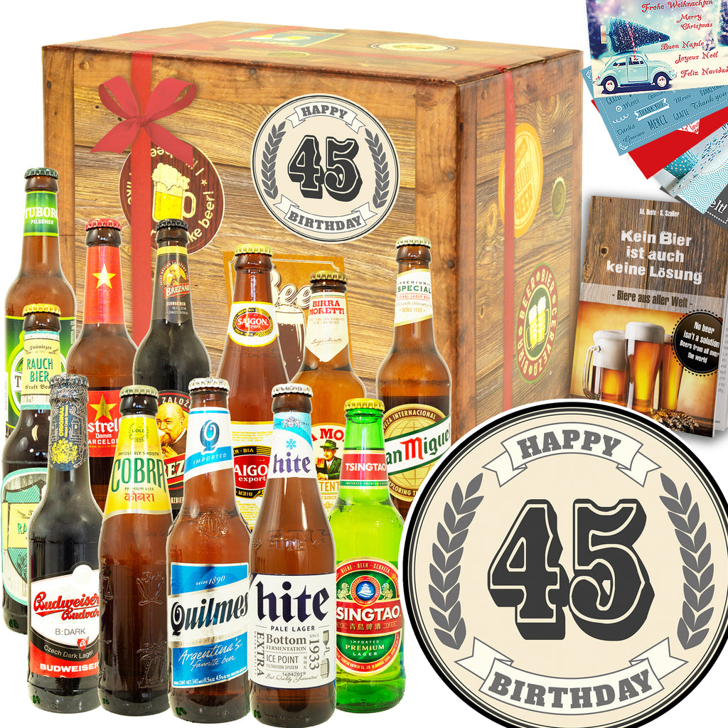 Geburtstag 45 | 12 Biersorten Bier aus aller Welt | Präsent