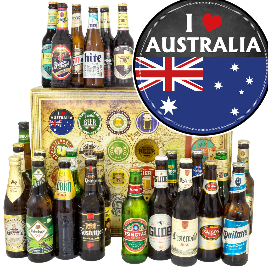 I love Australia | 24 Flaschen Bier Deutschland und Welt | Geschenk Box