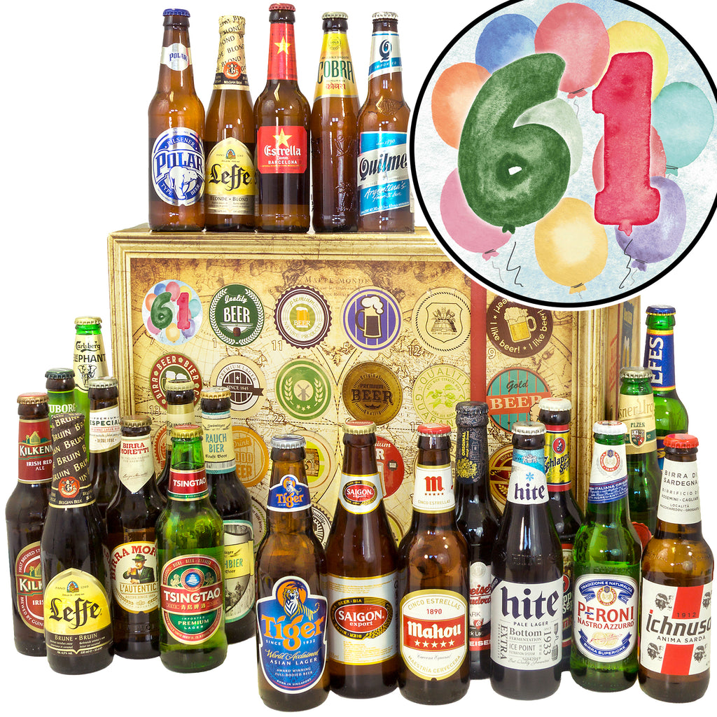 Geburtstag 61 | 24 Spezialitäten Bier aus aller Welt | Probierpaket
