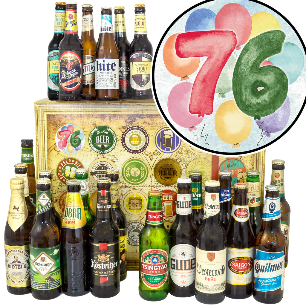 Geburtstag 76 | 24 Biersorten Biere Welt und Deutschland | Geschenkset