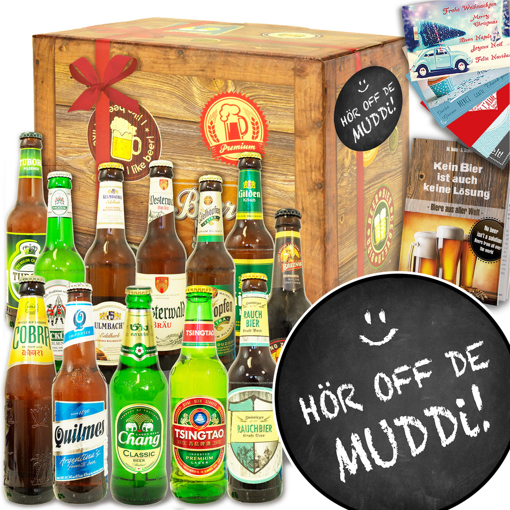 Hör off de Muddi | 12 Biersorten Biere Welt und Deutschland | Geschenk Set