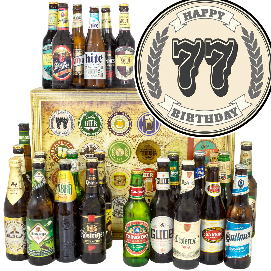Geburtstag 77 | 24x Biere Welt und Deutschland | Bierpaket