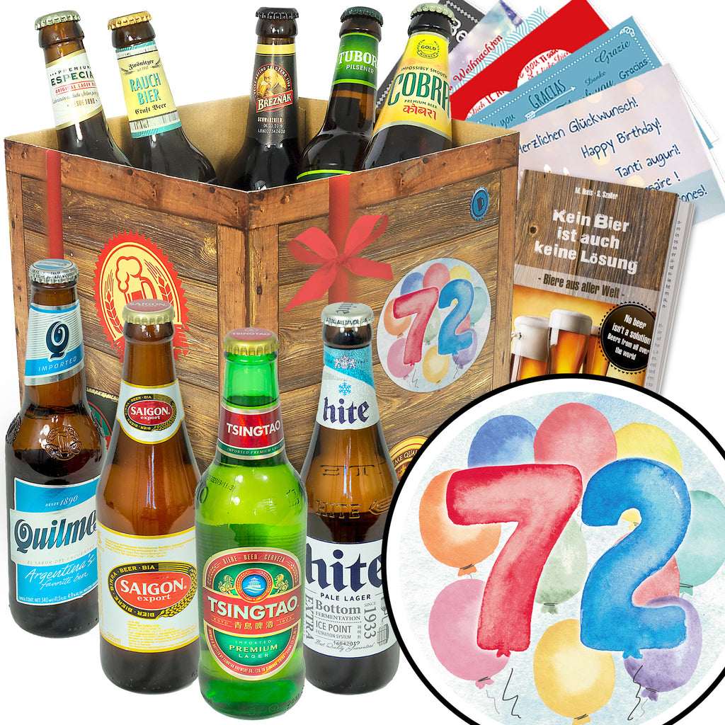 Geburtstag 72 | 9 Flaschen Bier Weltreise | Geschenkidee