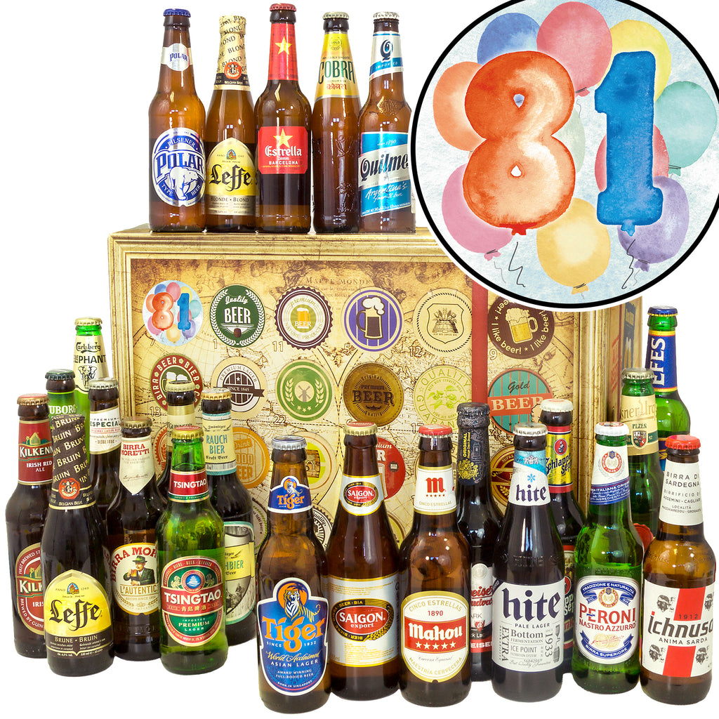Geburtstag 81 | 24 Spezialitäten Bierweltreise | Geschenk Box