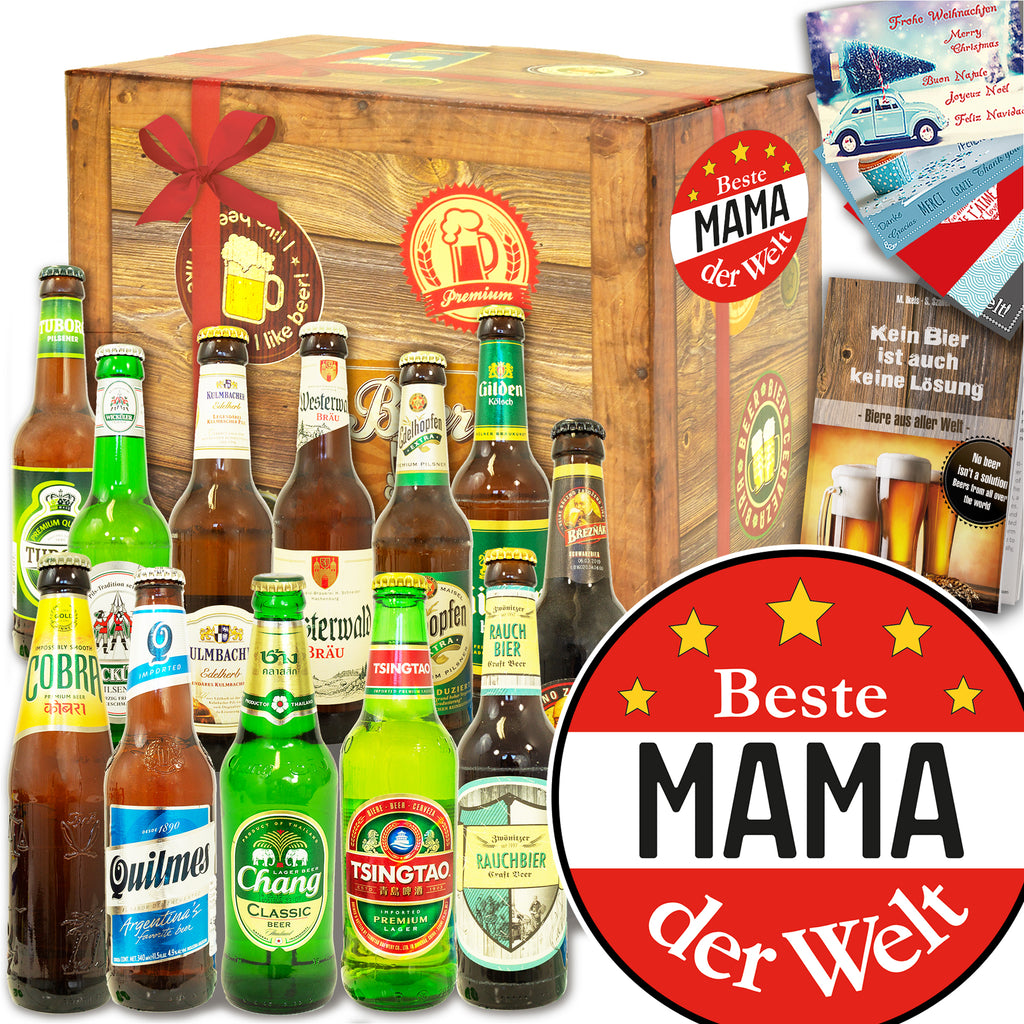 Beste Mama | 12 Biersorten Bier aus der Welt und Deutschland | Geschenkkorb