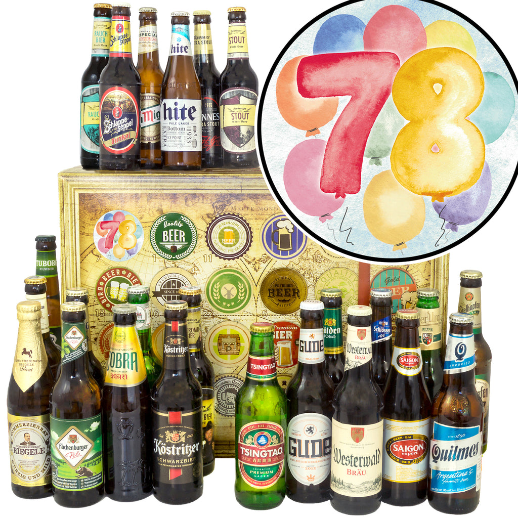 Geburtstag 78 | 24x Bier aus Welt und Deutschland | Bierset